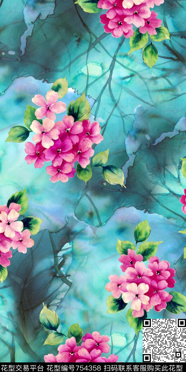 抽象底纹小碎花手绘数码印花华亿平台下载（图片编号: 754358） - 瓦栏（Walan）