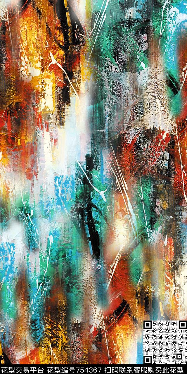 水彩花卉抽象底纹手绘数码印花华亿平台下载（图片编号: 754367） - 瓦栏（Walan）