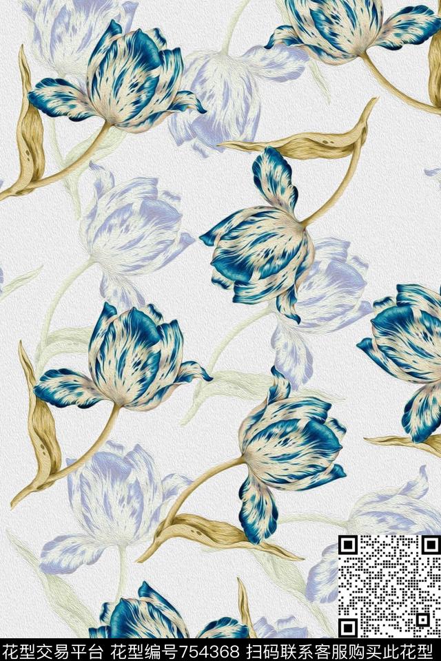 花朵花卉数码印花华亿平台下载（图片编号: 754368） - 瓦栏（Walan）