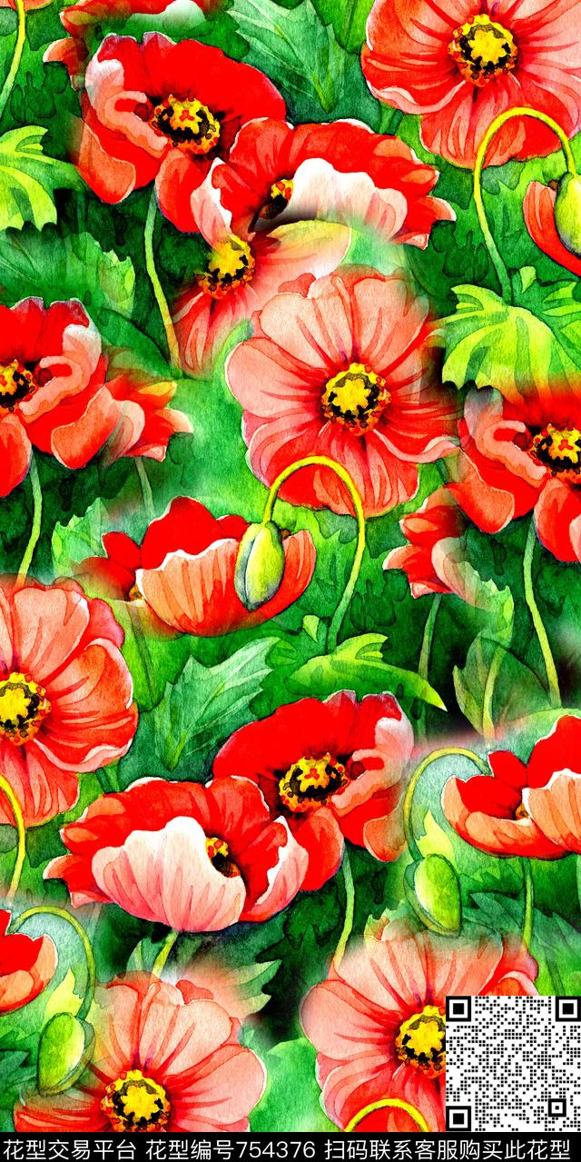 乱花满版花花卉数码印花华亿平台下载（图片编号: 754376） - 瓦栏（Walan）