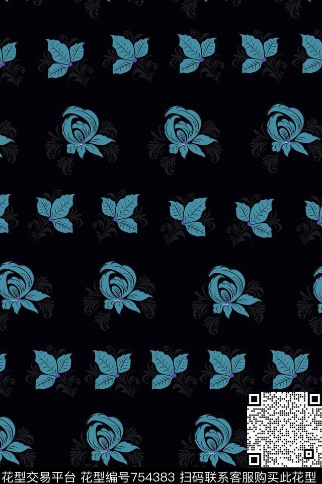 小碎花花朵花卉传统印花华亿平台下载（图片编号: 754383） - 瓦栏（Walan）