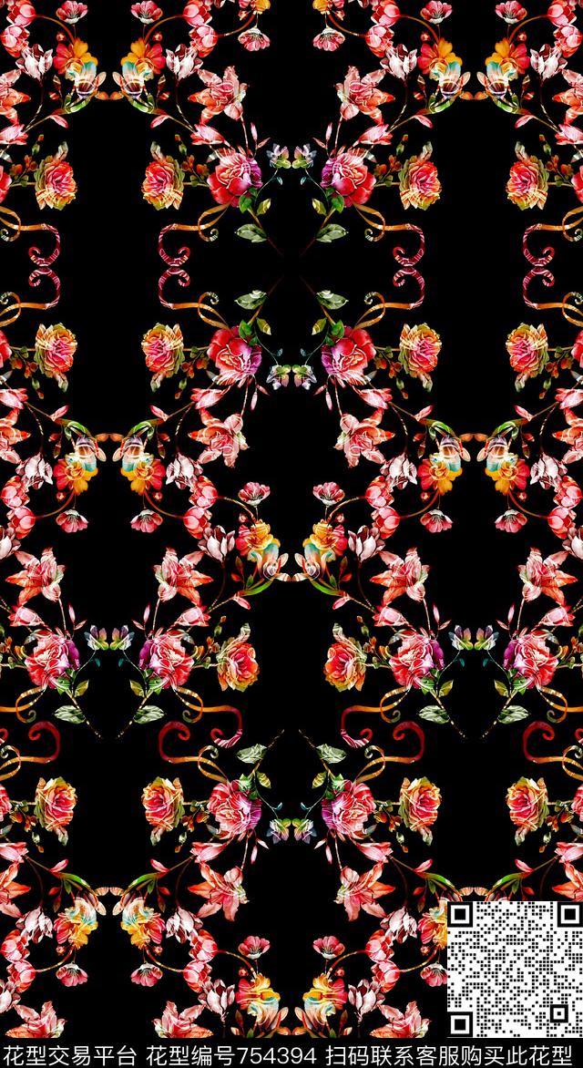 小碎花兰花花朵数码印花华亿平台下载（图片编号: 754394） - 瓦栏（Walan）