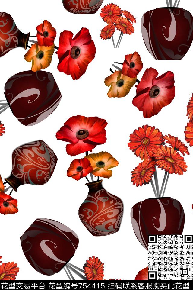 花卉花纹华亿平台数码印花华亿平台下载（图片编号: 754415） - 瓦栏（Walan）
