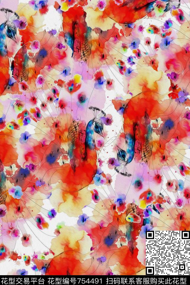 昆虫鸟数码印花华亿平台下载（图片编号: 754491） - 瓦栏（Walan）