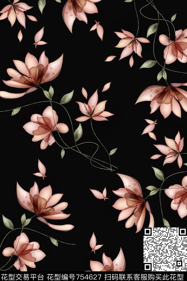 小清新淡雅乱花花卉复古数码印花华亿平台下载（图片编号: 754627） - 瓦栏（Walan）