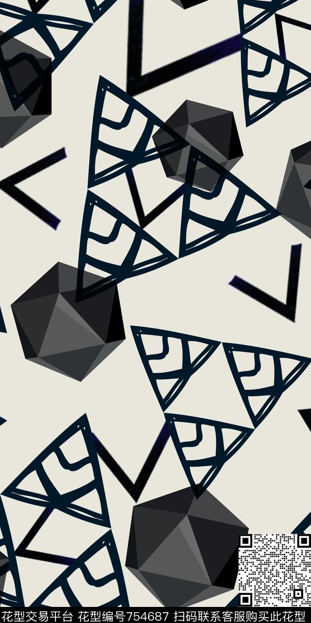 解构方格不规则几何传统印花华亿平台下载（图片编号: 754687） - 瓦栏（Walan）
