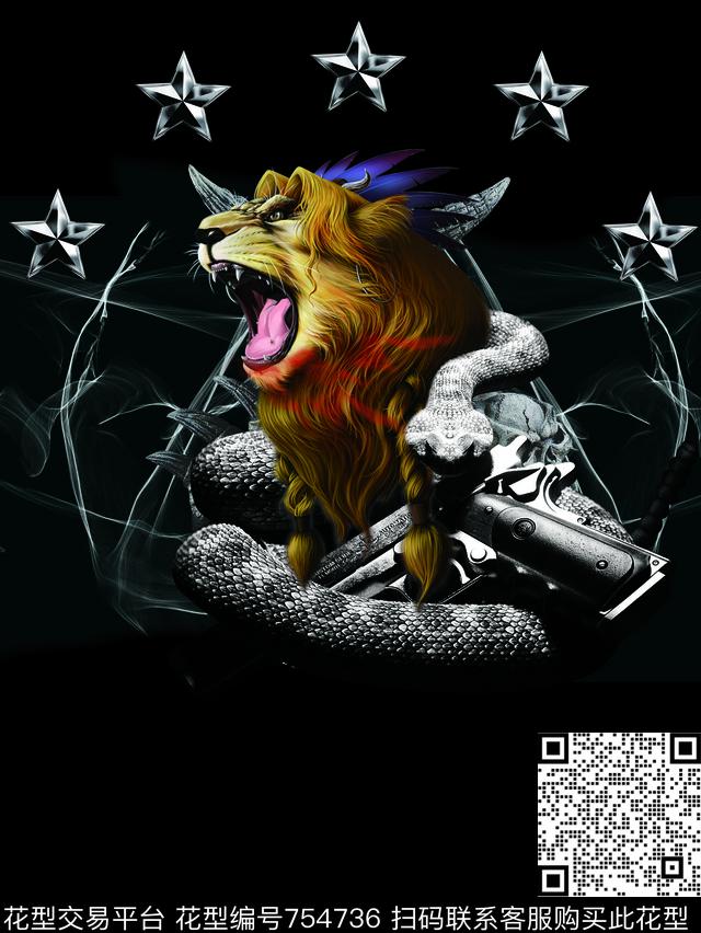 骷髅男装数码印花闪电数码印花华亿平台下载（图片编号: 754736） - 瓦栏（Walan）