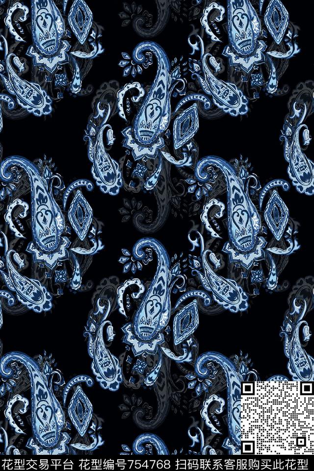 火腿花腰果佩斯利传统印花华亿平台下载（图片编号: 754768） - 瓦栏（Walan）