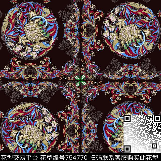 佩斯利复古宫廷传统印花华亿平台下载（图片编号: 754770） - 瓦栏（Walan）