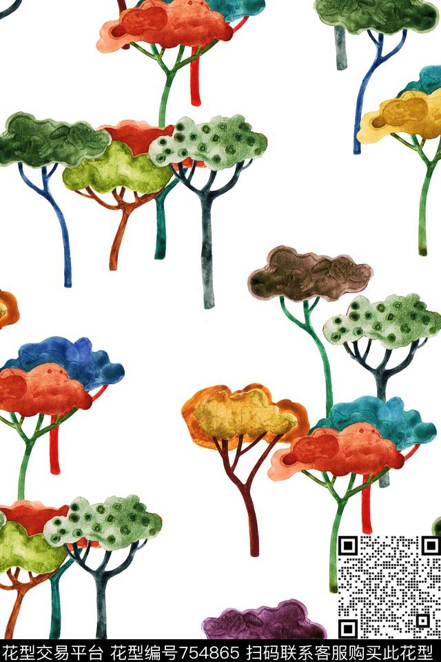 油画肌理田园风数码印花华亿平台下载（图片编号: 754865） - 瓦栏（Walan）