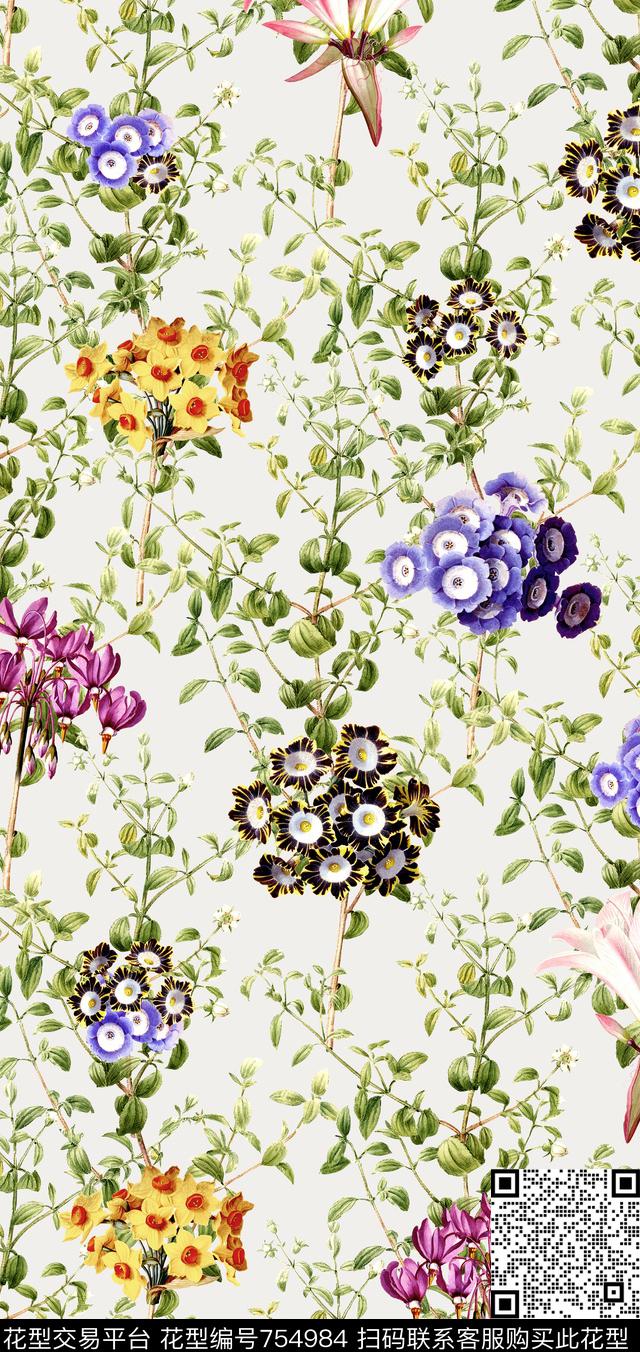 原创满版小花数码印花华亿平台下载（图片编号: 754984） - 瓦栏（Walan）