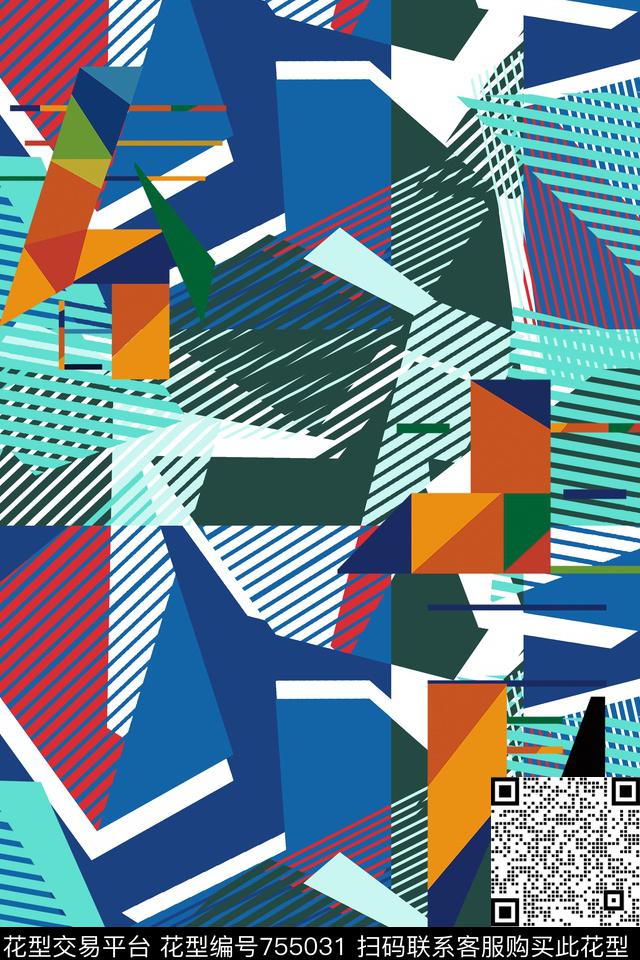 色块三角形几何传统印花华亿平台下载（图片编号: 755031） - 瓦栏（Walan）