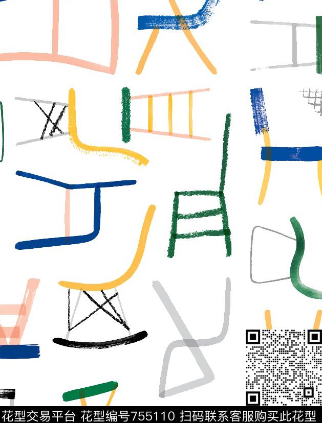 时尚个性椅子数码印花华亿平台下载（图片编号: 755110） - 瓦栏（Walan）