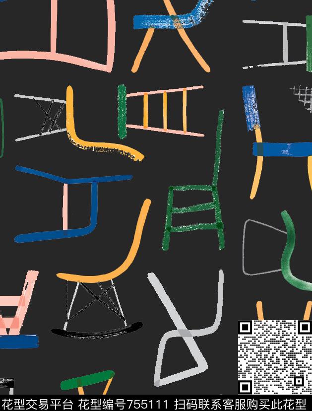 时尚个性椅子数码印花华亿平台下载（图片编号: 755111） - 瓦栏（Walan）
