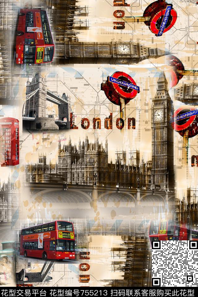 欧式建筑大本钟建筑物数码印花华亿平台下载（图片编号: 755213） - 瓦栏（Walan）