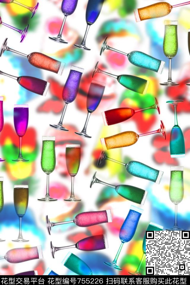 油画酒杯杯子数码印花华亿平台下载（图片编号: 755226） - 瓦栏（Walan）