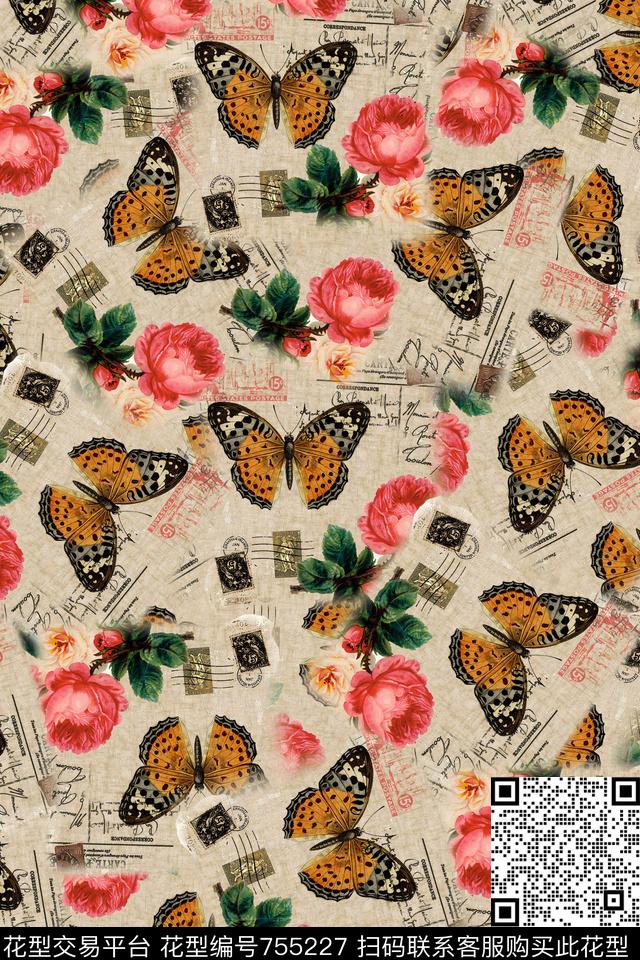 花卉手绘花卉华亿平台数码印花华亿平台下载（图片编号: 755227） - 瓦栏（Walan）