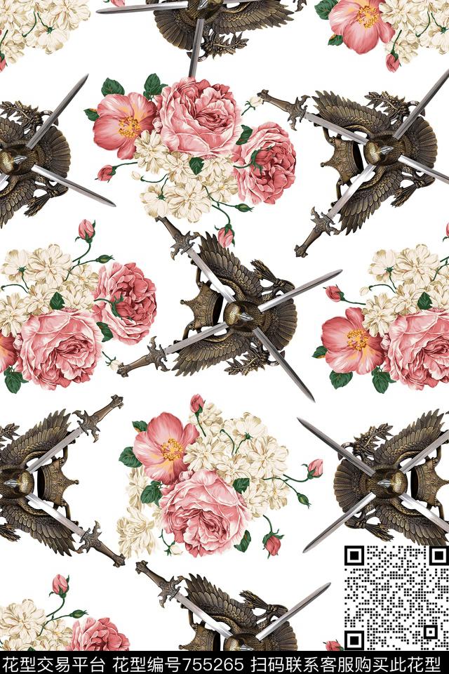 花卉手绘花卉华亿平台数码印花华亿平台下载（图片编号: 755265） - 瓦栏（Walan）