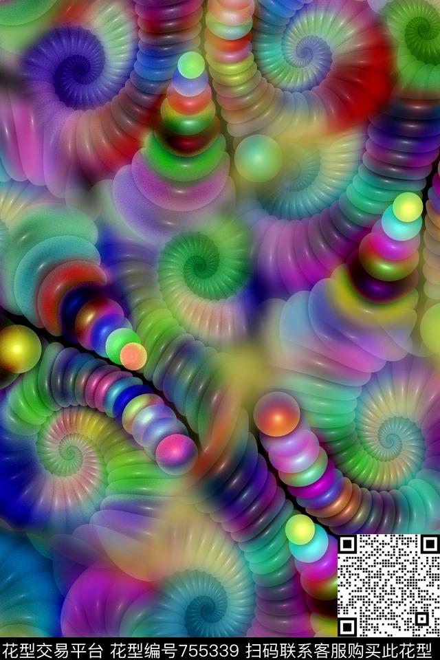 抽象分形几何数码印花华亿平台下载（图片编号: 755339） - 瓦栏（Walan）