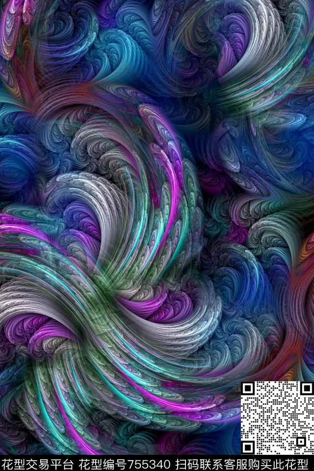 抽象分形几何数码印花华亿平台下载（图片编号: 755340） - 瓦栏（Walan）