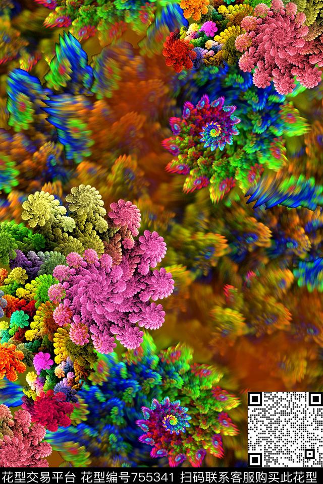 抽象分形几何数码印花华亿平台下载（图片编号: 755341） - 瓦栏（Walan）