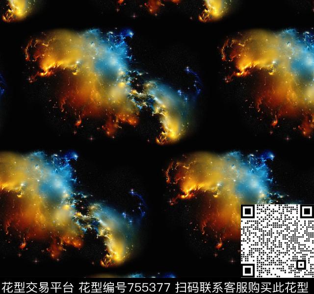 星空炫彩花卉数码印花华亿平台下载（图片编号: 755377） - 瓦栏（Walan）