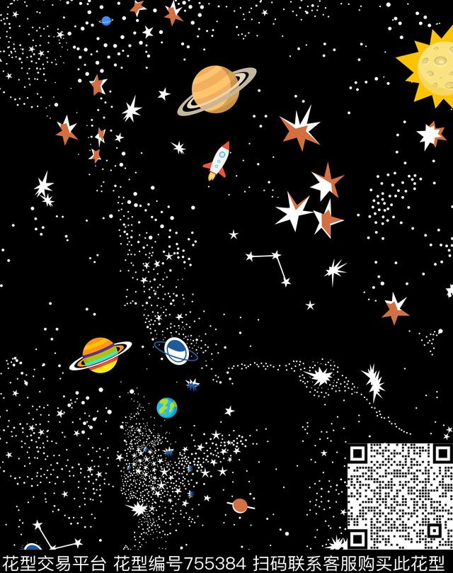 潮牌星星星空数码印花华亿平台下载（图片编号: 755384） - 瓦栏（Walan）
