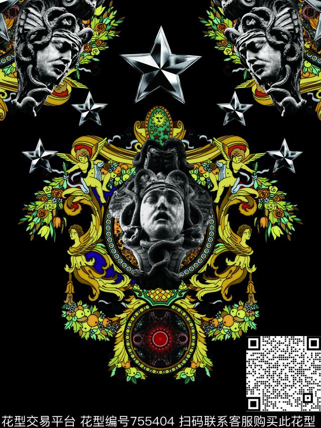 潮流图案男装数码印花蛇数码印花华亿平台下载（图片编号: 755404） - 瓦栏（Walan）