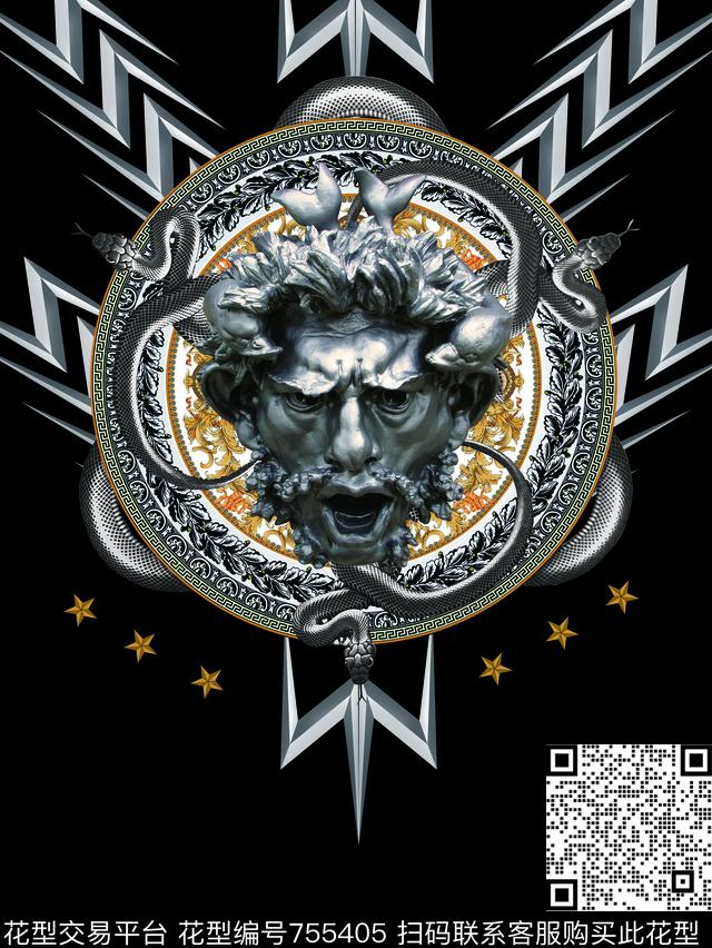 潮流图案男装数码印花蛇数码印花华亿平台下载（图片编号: 755405） - 瓦栏（Walan）