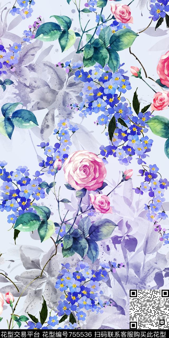 乱花小碎花花朵数码印花华亿平台下载（图片编号: 755536） - 瓦栏（Walan）