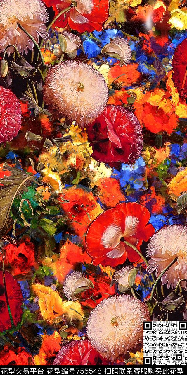 数码花卉类乱花花卉数码印花华亿平台下载（图片编号: 755548） - 瓦栏（Walan）