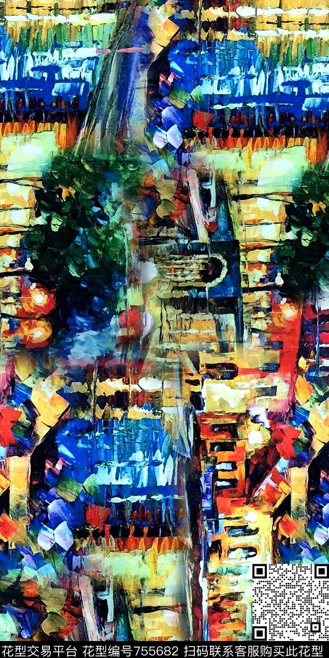 手绘抽象底纹油画数码印花华亿平台下载（图片编号: 755682） - 瓦栏（Walan）