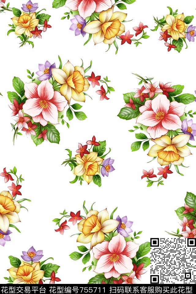 花朵花卉数码印花华亿平台下载（图片编号: 755711） - 瓦栏（Walan）