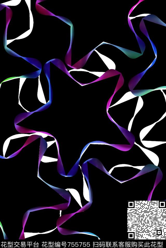 五角星几何炫彩五角数码印花华亿平台下载（图片编号: 755755） - 瓦栏（Walan）