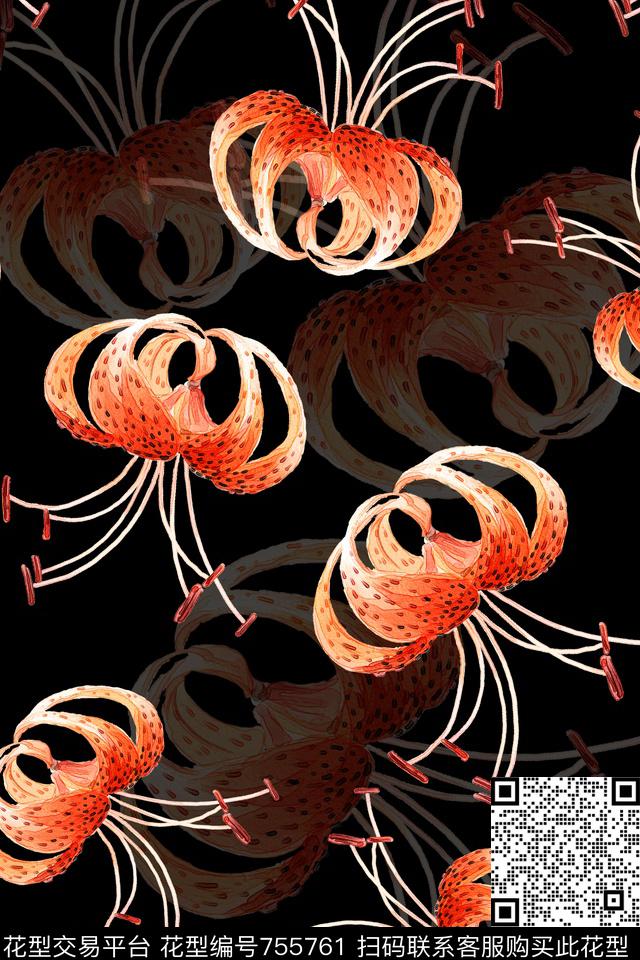 花卉数码印花华亿平台下载（图片编号: 755761） - 瓦栏（Walan）