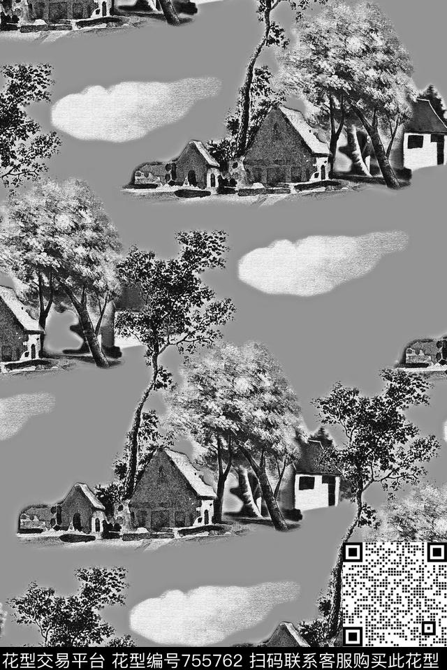 风景树林男装数码印花华亿平台下载（图片编号: 755762） - 瓦栏（Walan）