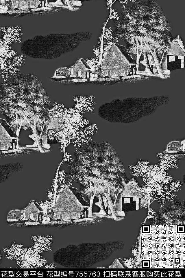 风景树林男装数码印花华亿平台下载（图片编号: 755763） - 瓦栏（Walan）