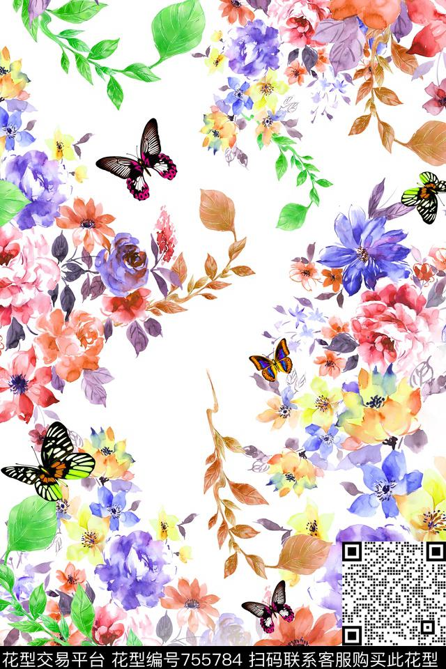 花朵花卉数码印花华亿平台下载（图片编号: 755784） - 瓦栏（Walan）