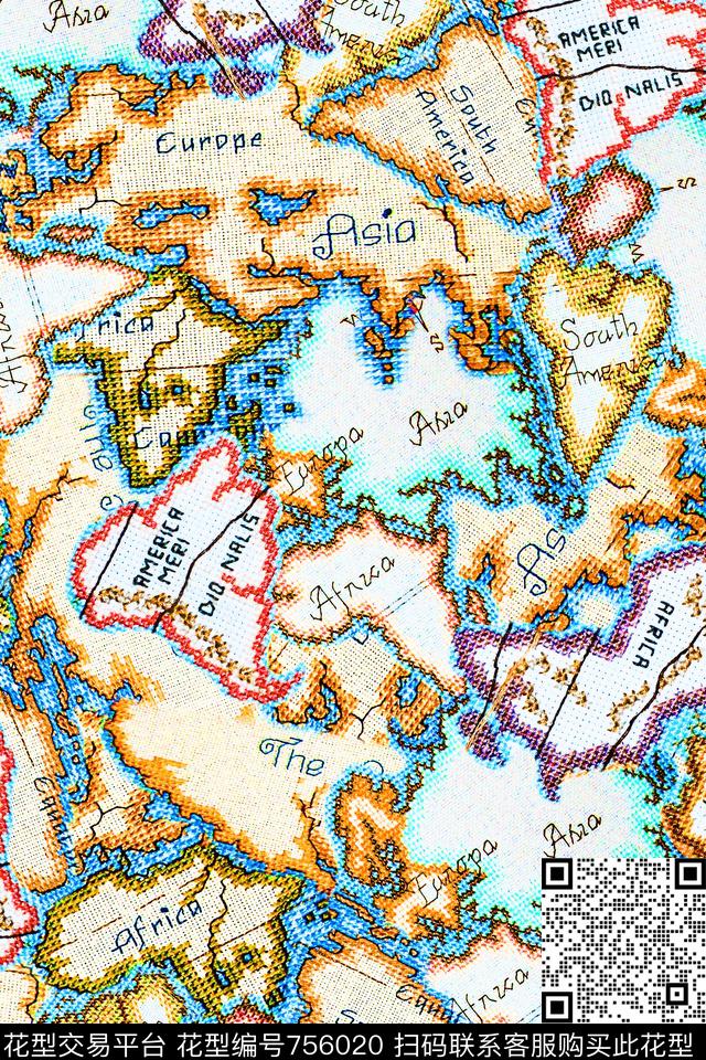 刺绣地图十字绣数码印花华亿平台下载（图片编号: 756020） - 瓦栏（Walan）
