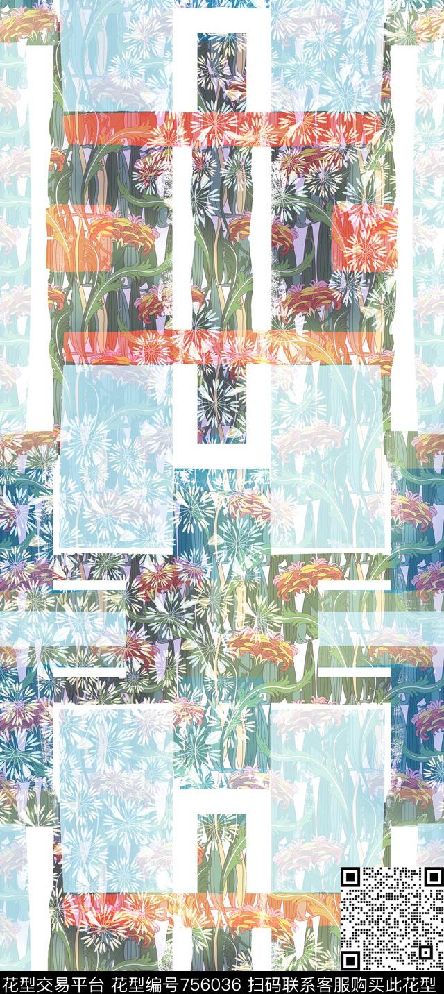 几何抽象数码印花华亿平台下载（图片编号: 756036） - 瓦栏（Walan）