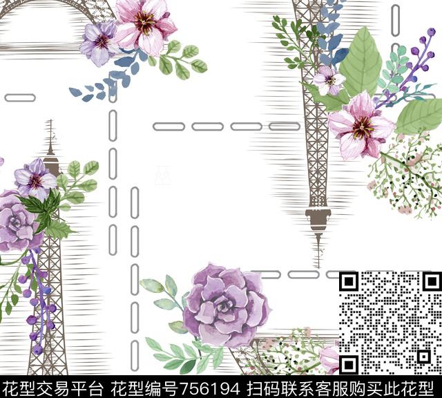 几何花卉铁塔数码印花华亿平台下载（图片编号: 756194） - 瓦栏（Walan）