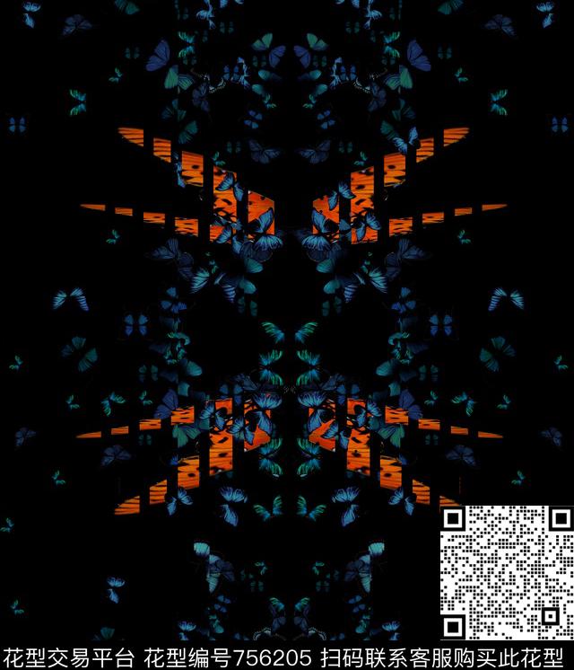 几何三角形蝴蝶数码印花华亿平台下载（图片编号: 756205） - 瓦栏（Walan）