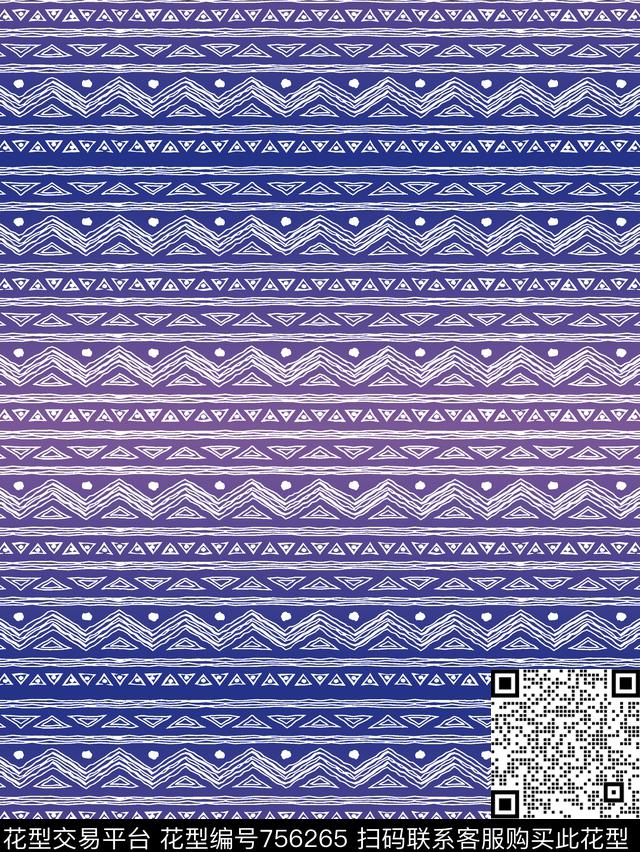 手绘线印第安民族风数码印花华亿平台下载（图片编号: 756265） - 瓦栏（Walan）