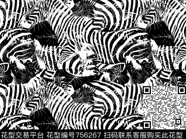 男装斑马动物纹传统印花华亿平台下载（图片编号: 756267） - 瓦栏（Walan）