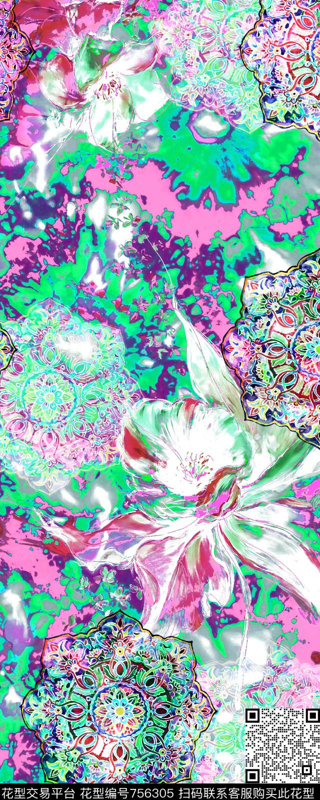 抽象数码印花华亿平台下载（图片编号: 756305） - 瓦栏（Walan）