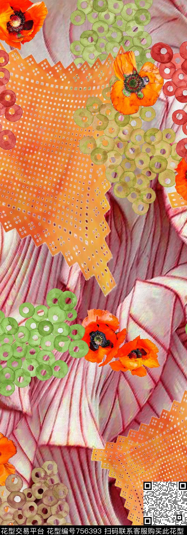 抽象波西米亚民族风数码印花华亿平台下载（图片编号: 756393） - 瓦栏（Walan）