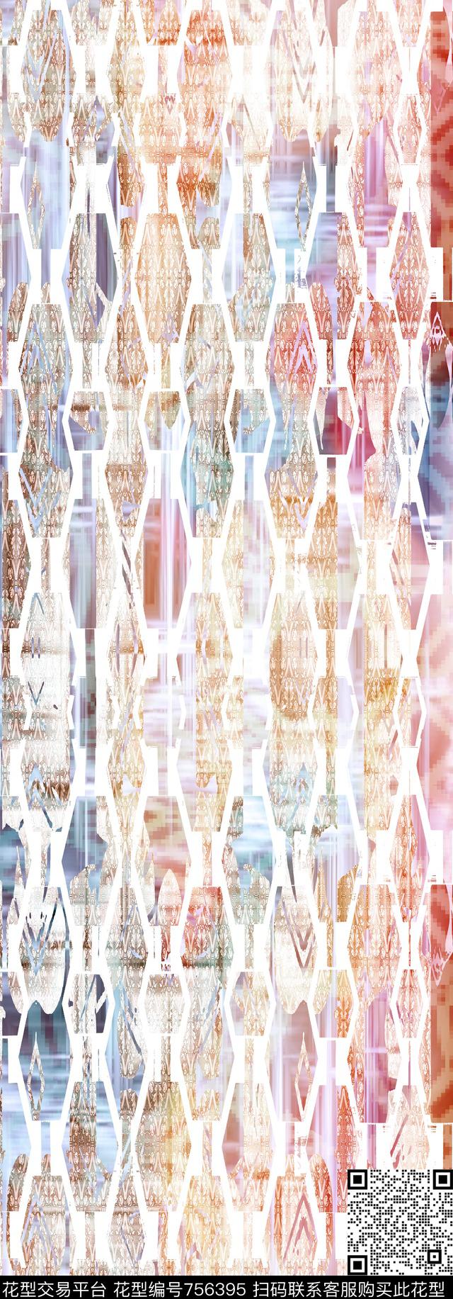 菱形几何数码印花华亿平台下载（图片编号: 756395） - 瓦栏（Walan）