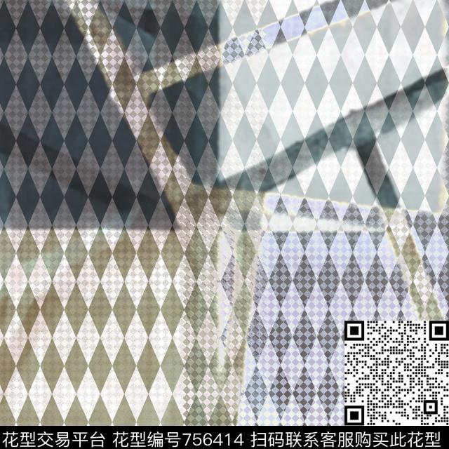 不规则几何菱形几何数码印花华亿平台下载（图片编号: 756414） - 瓦栏（Walan）