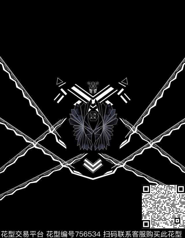 胸花图案大牌风胸前独幅数码印花华亿平台下载（图片编号: 756534） - 瓦栏（Walan）