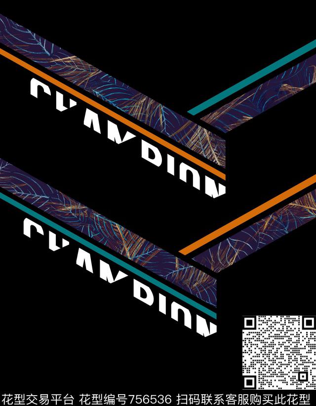 胸花图案大牌风胸前独幅数码印花华亿平台下载（图片编号: 756536） - 瓦栏（Walan）